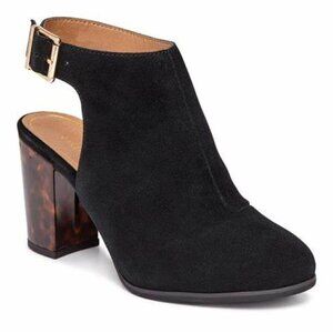 Vionic Lacey Black Tortoise Suede Block Heel Slingback Women's Sz 9